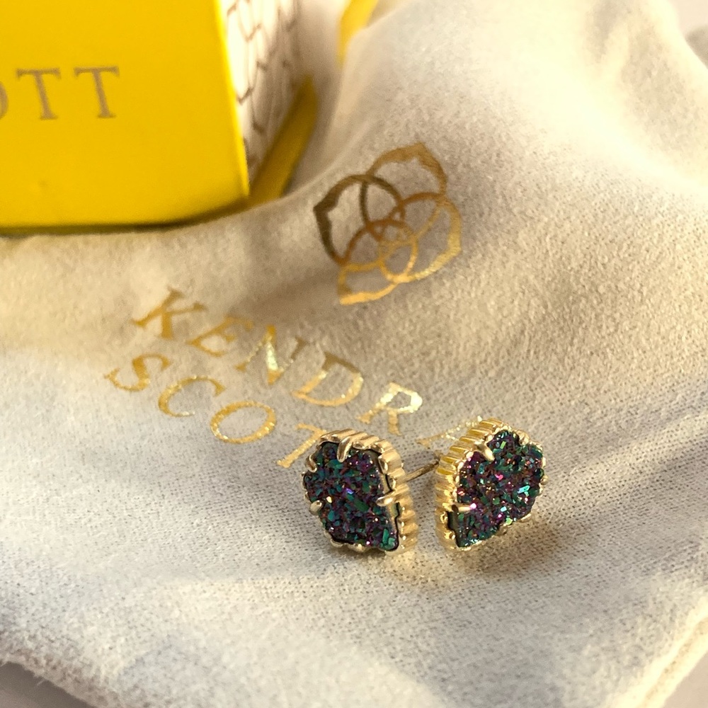 Kendra Scott Iridescent Druzy Gold Stud Earrings
